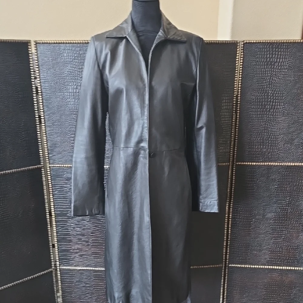 Kenneth Cole Black Trench Coat Timeless Elegance - Picture 12 of 16